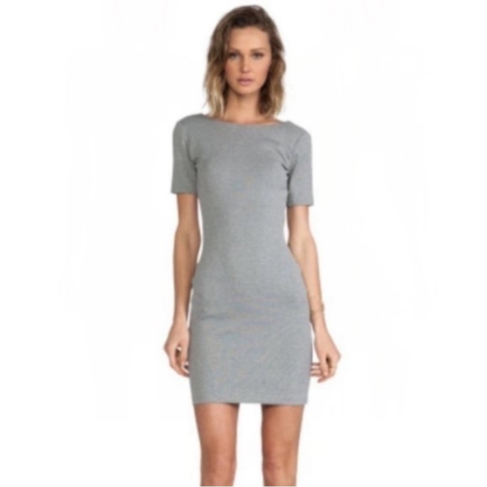 Amanda Uprichard Short Sleeve Column Mini Dress in Heather Grey